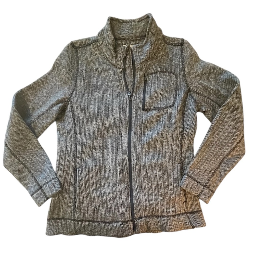 Andrew Marc New York Navy Herringbone Zip-Up Jacket Sz M